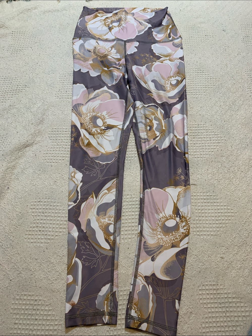 Women's Floral Print Leggings - Pink & Taupe